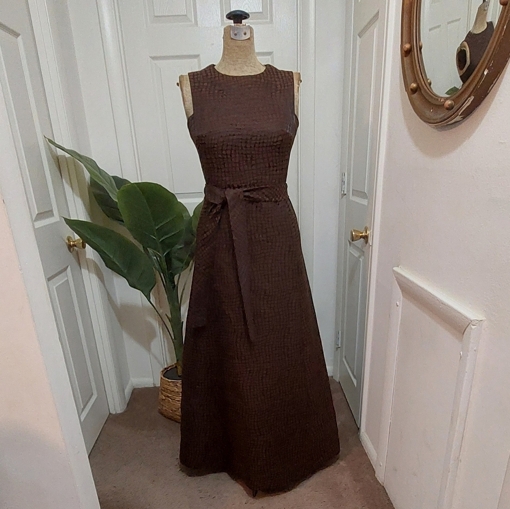 Elegant Brown Sleeveless Maxi Dress Size 5/6